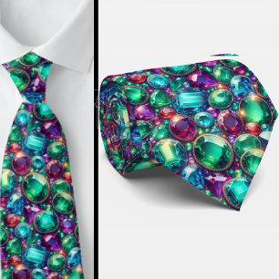 Gemstone Neck Tie   Jewel Tone Colors