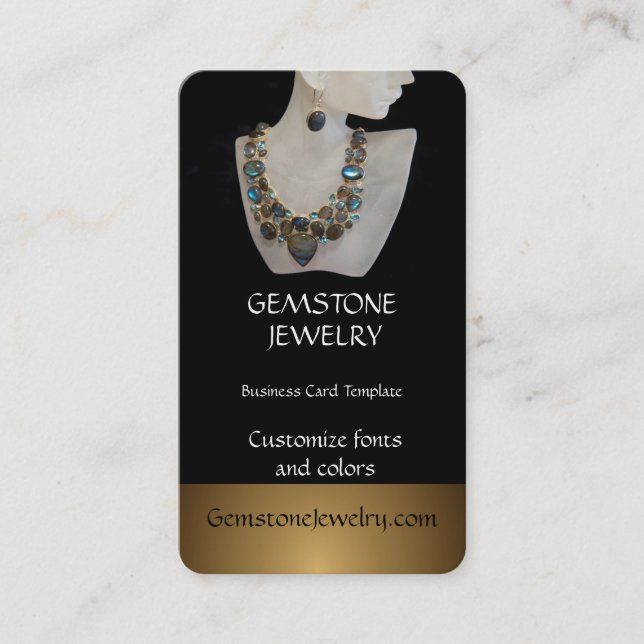 Gemstone Necklace Jewelry Shop Business Card (Front)