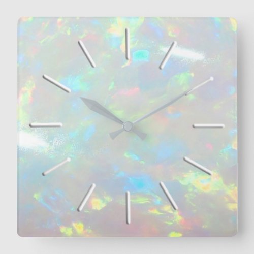 gemstone opal photo square wall clock