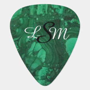 Gemstone Pattern Bright Green Abstract Monogram Guitar Pick