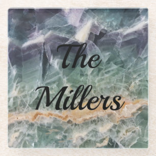 Gemstone Photo Beautiful Fluorite Marbled Gem Glass Coaster