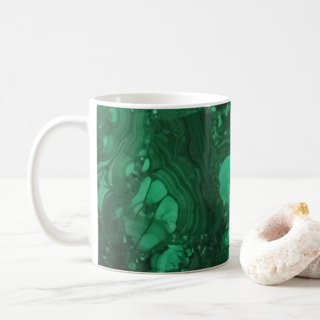 Gemstone Photo Bright Green Swirled Abstract Coffee Mug (With Donut)