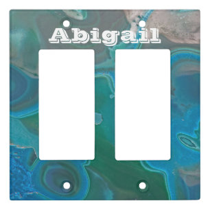 Gemstone Photo Natural Marbled Swirl Blue Gem Light Switch Cover