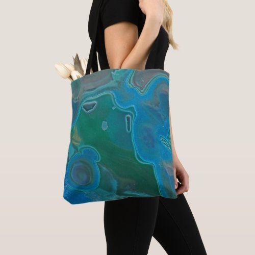 Gemstone Photo Vivid Blue Green Abstract Gem Tote Bag