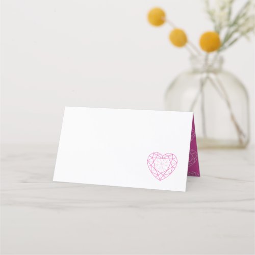 Gemstone pink tourmaline heart place guest cards