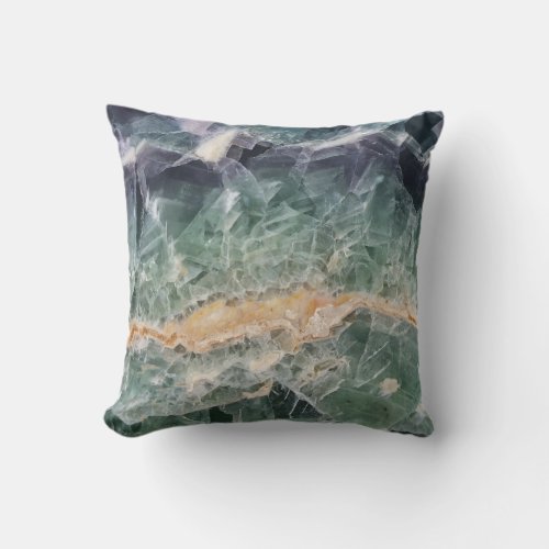 Gemstone Purple Green Fluorite Photo Beautiful Gem Throw Pillow