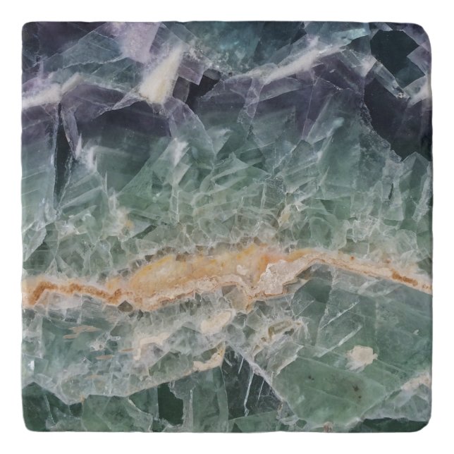 Gemstone Purple Green Fluorite Photograph Mineral Trivet (Front)
