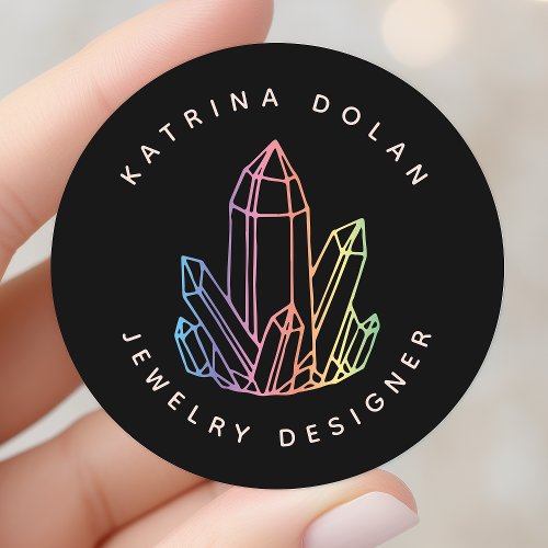 Gemstone Rainbow Quartz Crystal Business Logo Classic Round Sticker