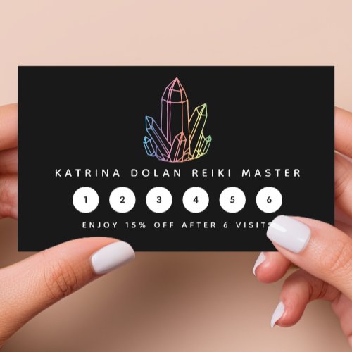 Gemstone Rainbow Quartz Crystal Business Logo Loyalty Card