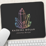 Gemstone Rainbow Quartz Crystal Business Logo Mouse Pad<br><div class="desc">Gemstone Rainbow Quartz Crystal Business Logo Mouse Pad. This elegant modern trendy business design features a rainbow gradient quartz crystal cluster on a solid black background. Perfect for a jewelry designer,  fashion blogger,  holistic reiki master or even a boutique!</div>