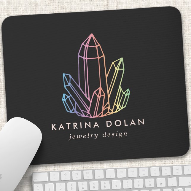 Gemstone Rainbow Quartz Crystal Business Logo Mouse Pad (Creator Uploaded)