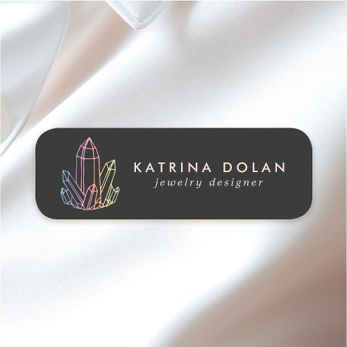 Gemstone Rainbow Quartz Crystal Business Logo Name Tag