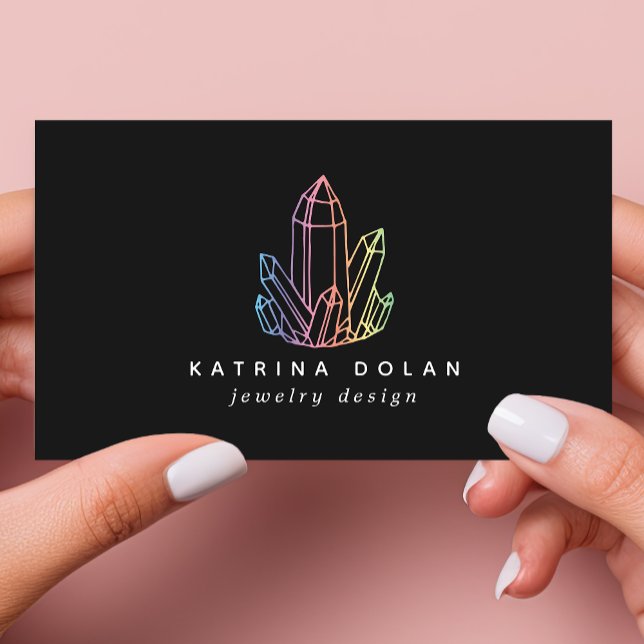 Gemstone Rainbow Quartz Crystal Jewelry Logo Business Card (Creator Uploaded)