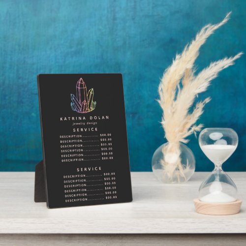 Gemstone Rainbow Quartz Crystal Price Menu Plaque