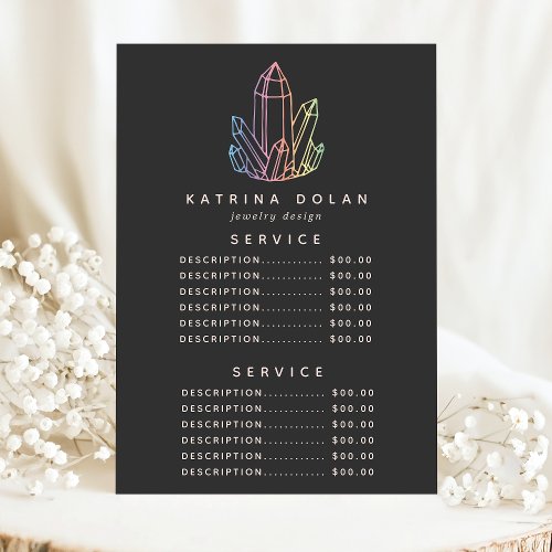 Gemstone Rainbow Quartz Crystal Service Price Menu