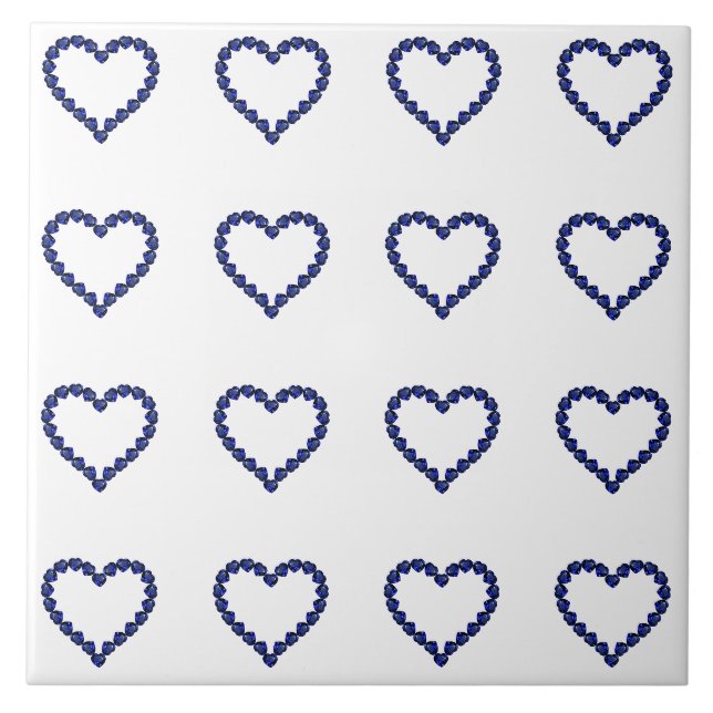 Gemstone Sapphire Blue Heart Ceramic Tile (Front)