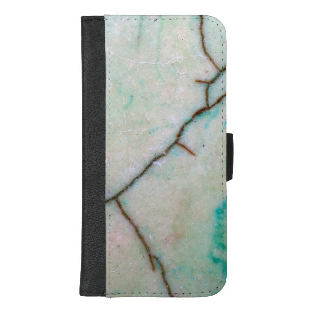 Gemstone Series - Cracked Turquoise With Green iPhone Wallet Case (Front)