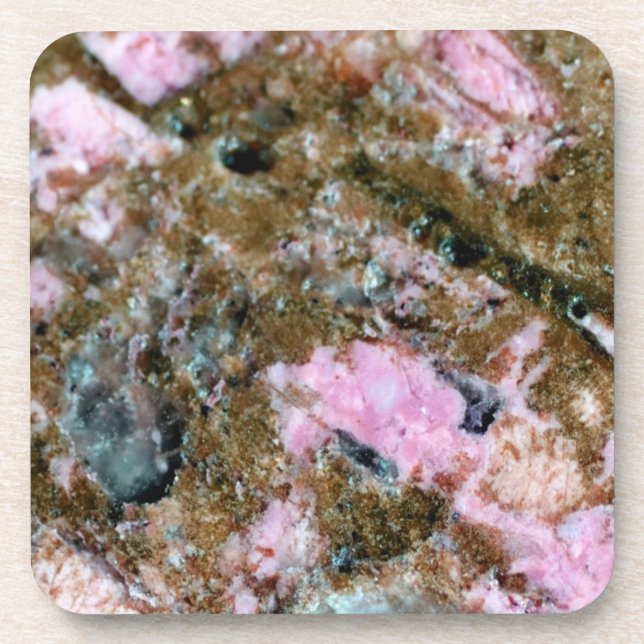 Gemstone Series - Dark Pink and Green Thulite Beverage Coaster (Front)