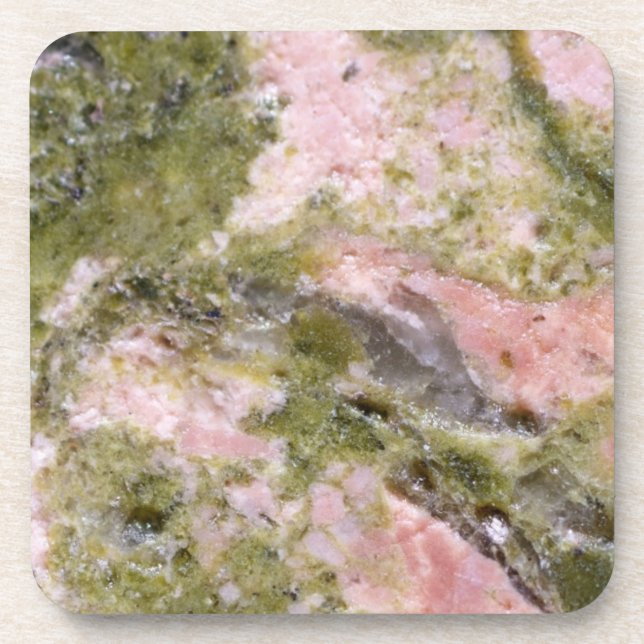 Gemstone Series - Pink and Green Thulite Beverage Coaster (Front)