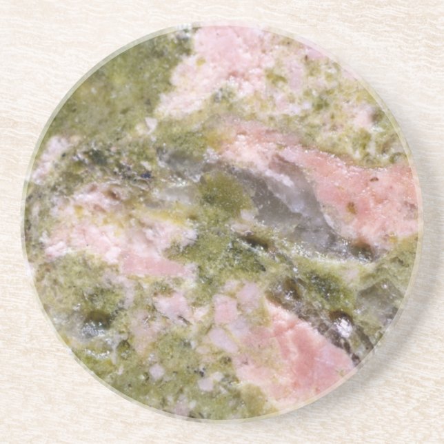 Gemstone Series - Pink and Green Thulite Sandstone Coaster (Front)