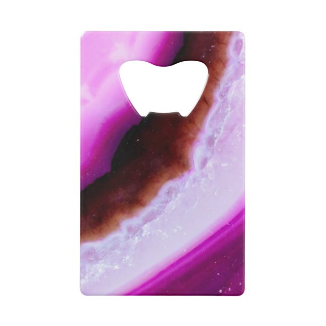 Gemstone Series Purple Agate With Quartz Credit Card Bottle Opener (Front)