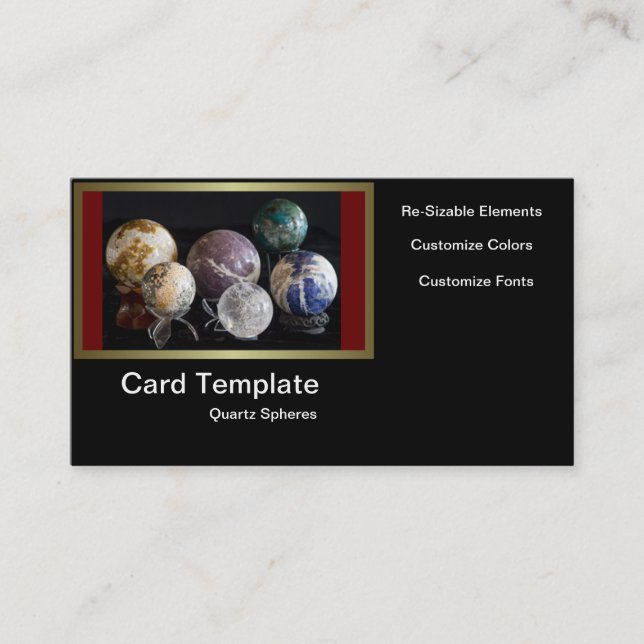 Gemstone Spheres - Balls of Minerals Business Card (Front)