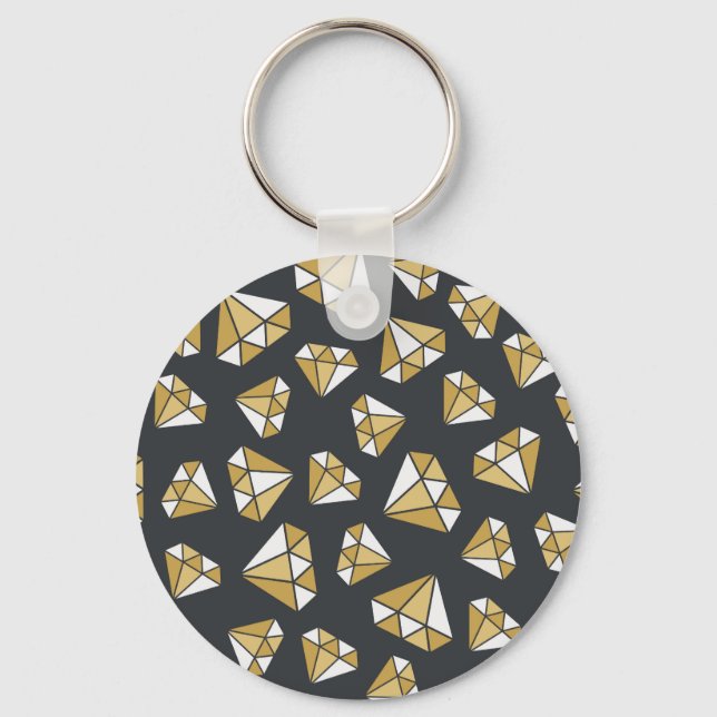 Gemstone Themed Vintage Seamless Pattern. Keychain (Front)