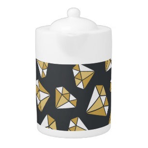 Gemstone Themed Vintage Seamless Pattern. Teapot