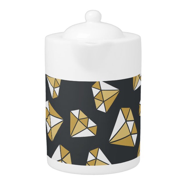 Gemstone Themed Vintage Seamless Pattern. Teapot (Front)