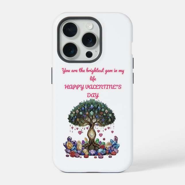 Gemstone Tree Happy Valentine's day Iphone Case (Back)