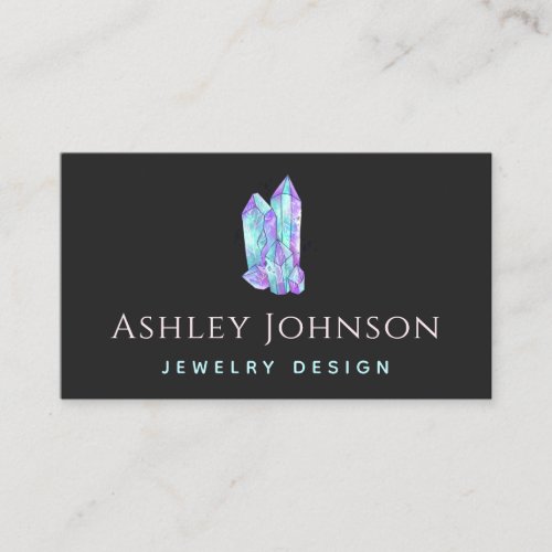 Gemstone Unicorn Purple Crystal Jewelry Design Business Card