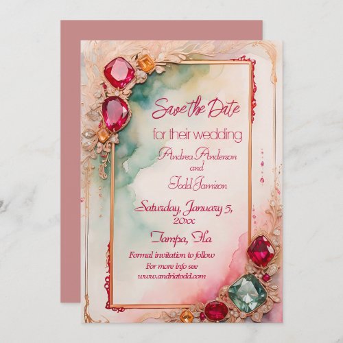 Gemstone wedding  save the date