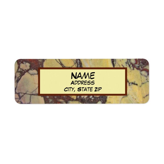 Gemstone Yellow Red Agate Photo Abstract Marble Label (Front)