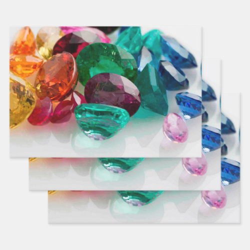 Gemstones 3 wrapping paper sheets