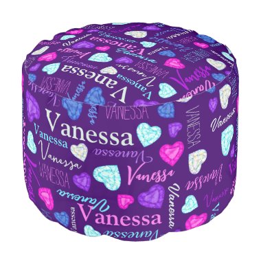 Gemstones hearts custom name colorful Vanessa 