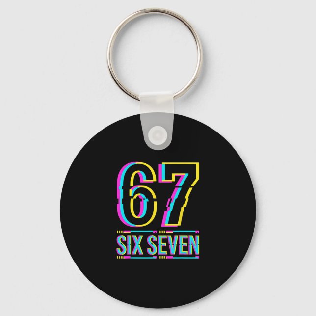 Gen Alpha Six Seven 6 7 Meme  Keychain (Front)