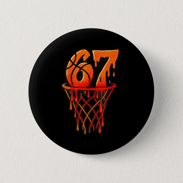 Gen Alpha Slang Kids 67 Basketball Ice Cream Drip  Button (Front)