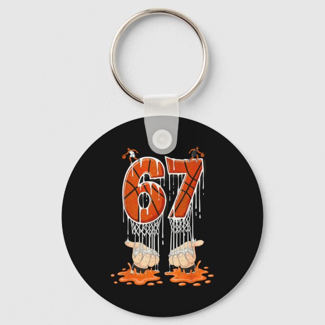 Gen Alpha Slang Kids 67 Basketball Ice Cream Drip  Keychain (Front)