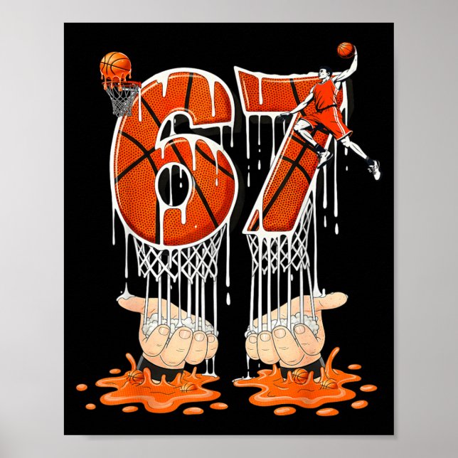 Gen Alpha Slang Kids 67 Basketball Ice Cream Drip  Poster (Front)