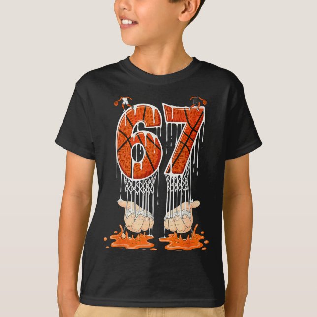 Gen Alpha Slang Kids 67 Basketball Ice Cream Drip  T-Shirt (Front)