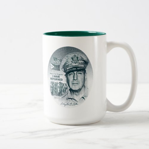 Gen MacArthur I Have Returned Bluegreen Print Two_Tone Coffee Mug