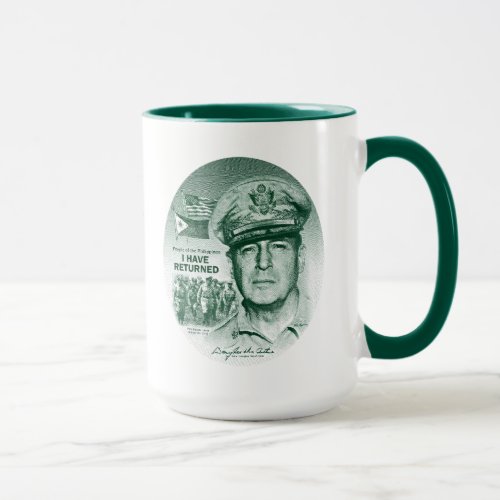 Gen MacArthur I Have Returned Green Print Mug