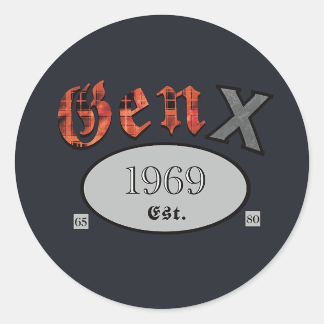 Gen X 1969 Classic Round Sticker (Front)