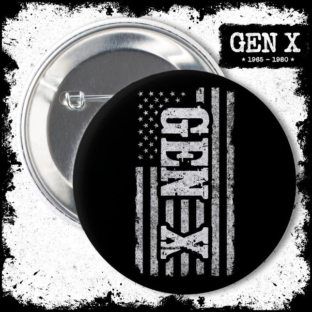 Gen X Gen Xer Generation X American Flag Gen X Button (Creator Uploaded)