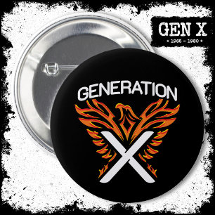 Gen X Gen Xer Phoenix Bird Generation X Button