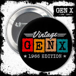 Gen X Generation Gen Xer Born 1966 Gen X Birthday Button<br><div class="desc">This 1966 Gen X birthday year design is perfect for the Gen Xer that is proud to be a part of the best generation ever... .Generation X! Perfect for Gen X women & men born in 1966 celebrating a birthday or just want to show their Gen X pride! Features 'Vintage...</div>