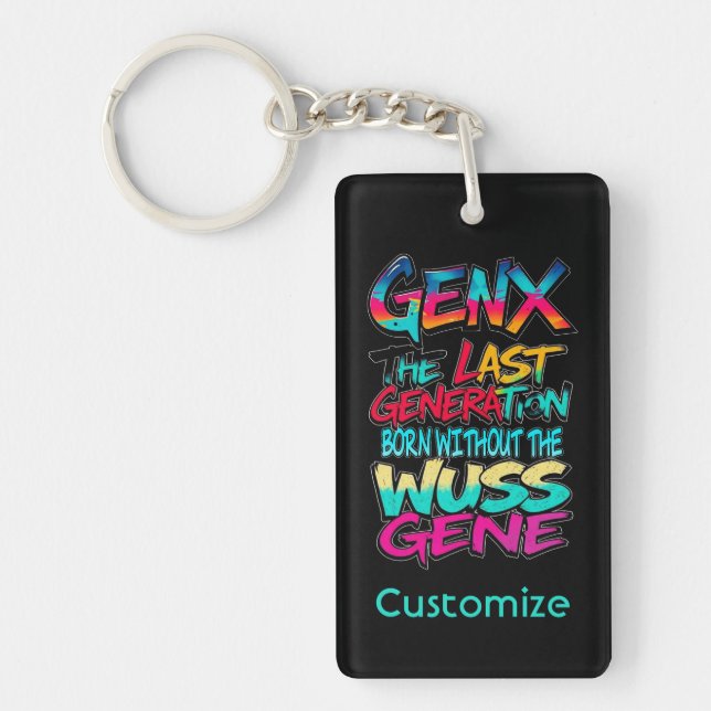 Gen X Humor Keychain (Front)
