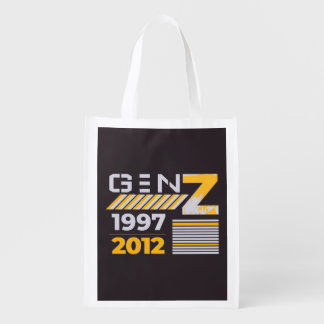 Gen Z 1997 2012 Graphic T-Shirt Design  Grocery Bag