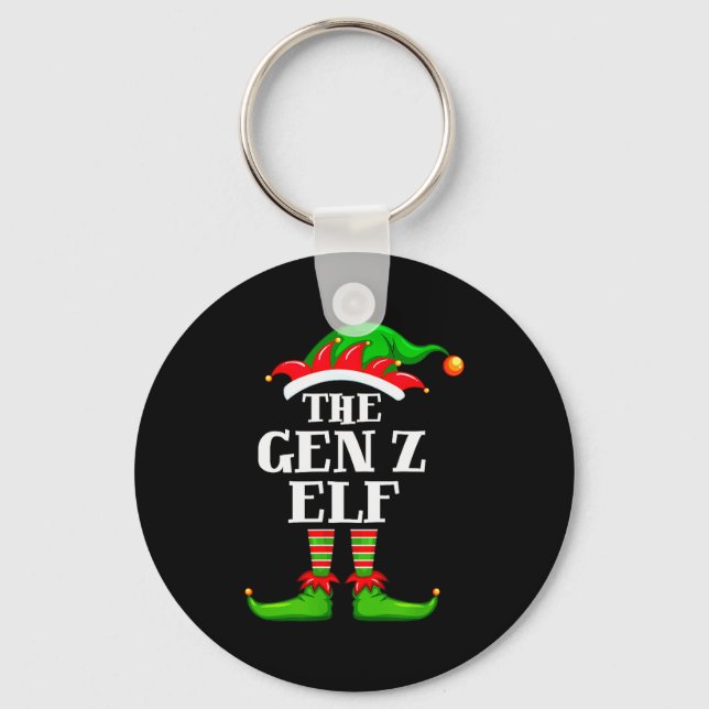 Gen Z Elf Matching Family Group Christmas Party Py Keychain (Front)