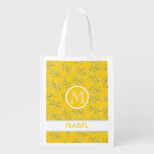 Gen Z Yellow background Fallen Leaves  Grocery Bag